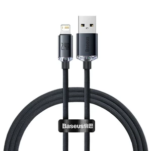 کابل شارژ USB به لایتنینگ بیسوس مدل Crystal Shine CAJY000001 طول 1.2 متر توان 2.4 آمپر