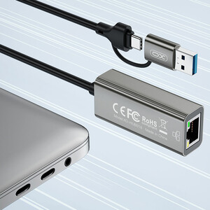 کابل تبدیل USB-C/USB-A به LAN ایکس او مدل XO-HUB018