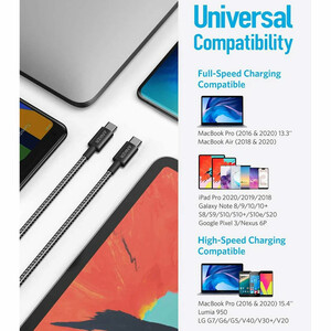 کابل شارژ USB-C به USB-C انکر مدل Ultra-Durable A8752 طول 0.9 متر توان 60 وات