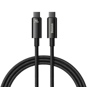 کابل شارژ USB-C به USB-C بیسوس مدل Tungsten Gold CAWJ040101 طول 2 متر توان 240 وات
