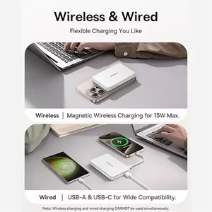 پاوربانک مگنتی بیسوس مدل Airpow II Qi2 P10080000123-00 ظرفیت 10000 توان 22.5 وات