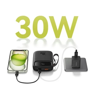 پاوربانک بیسوس مدل QPow2 PPQD4-10C با کابل تایپ سی ظرفیت 10000 میلی آمپر توان 30 وات