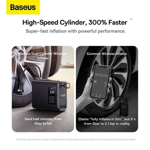 پمپ باد و چراغ قوه شارژی بیسوس مدل Mega Dual Cylinder BS-CG007