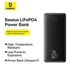 پاوربانک بیسوس مدل LiFePO4 PPLP184 ظرفیت 18400 میلی آمپر توان 20 وات