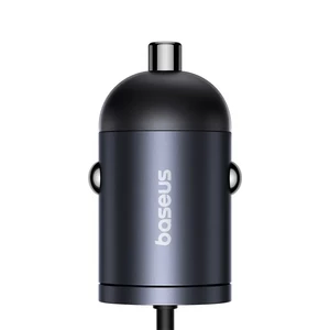 شارژر فندکی بیسوس مدل Tiny Star VCHXX-C-C توان 30 وات با کابل متصل تایپ سی