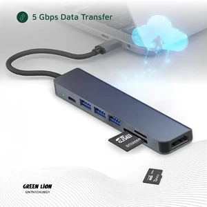 هاب تایپ سی 7 پورت گرین لاین مدل GHB-9