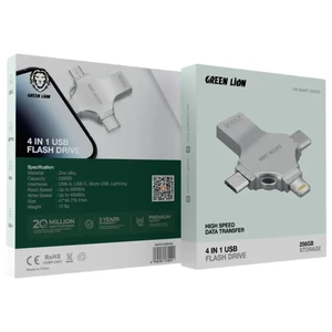 فلش مموری + مبدل گرین لاین مدل GN4IN1USB256SL ظرفیت 256 گیگابایت