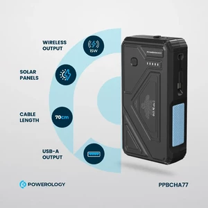 پاوربانک وایرلس شارژ سولار پاورولوژی مدل PPBCHA77 ظرفیت 27000 میلی آمپر ساعت توان 20 وات