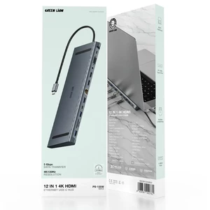 هاب تایپ سی 12 پورت گرین لاین مدل Green Lion GHB-8 GN12N1CHUBGY
