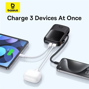 پاوربانک بیسوس مدل Qpow Pro PPQD2-10C با کابل تایپ سی ظرفیت 10000 میلی آمپر توان 22.5 وات