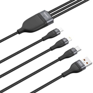 کابل شارژ سه سر بیسوس مدل CA1T3-G1 طول 1.2 متر توان 66 وات