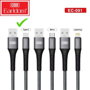 کابل شارژ USB به Type-C ارلدام مدل EC-091C طول 1 متر توان 2 آمپر