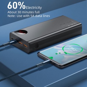 پاوربانک باسئوس مدل Adaman Metal Digital Display PPIMDA-C0A ظرفیت 30000 میلی آمپر