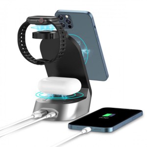 شارژر وایرلس 4 کاره گرین لاین Green Lion 4 IN 1 Wireless Charger Stand توان 15 وات