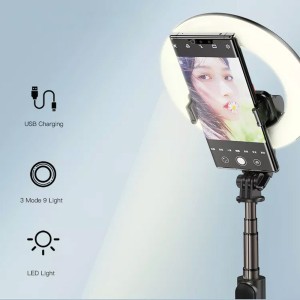 رینگ لایت و پایه نگهدارنده سلفی یسیدو YESIDO SELFIE STICK SF12 با ریموت