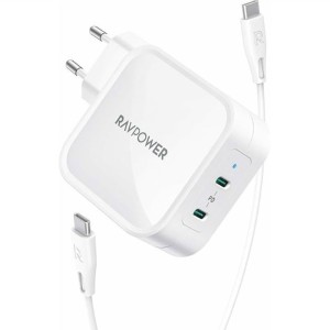 شارژر دیواری راوپاور مدل RP-PC128 توان 90 وات با کابل USB-C