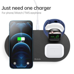 شارژر وایرلس 3 کاره مک دودو Mcdodo 3 IN 1 Magnetic Wireless Charger توان 15 وات