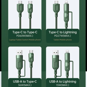 کابل شارژ چندکاره مک دودو مدل CA-8070 طول 1.2 متر توان 60 وات