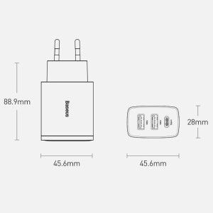 شارژر دیواری بیسوس Compact Quick Charger 2U+C CCCP30UE توان 30 وات