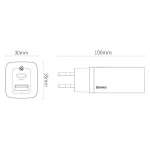 شارژر دیواری بیسوس GaN2 Lite Quick Charger CCGAN2L توان 65 وات