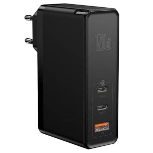 شارژر دیواری بیسوس GaN2 Pro Quick Charger 2C+U CCGAN-J توان 120 وات با کابل