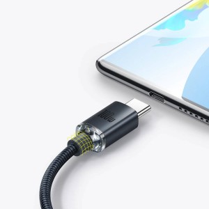 کابل شارژ USB به Type-C بیسوس مدل Crystal Shine CAJY000401 طول 1.2 متر توان 100 وات