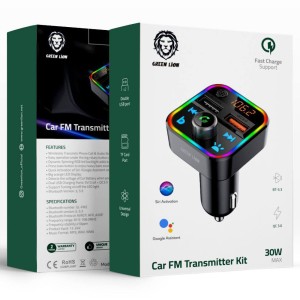 شارژر فندکی و اف ام پلیر بلوتوثی گرین لاین مدل GNCARTRKITBK توان 30 وات