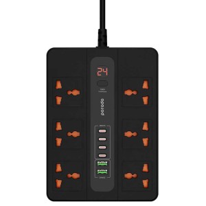 چندراهی و محافظ برق و شارژر پرودو مدل PD-FWCH009-2M-BK