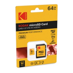 کارت حافظه MicroSDXC کداک مدل Kodak PREMIUM PERFORMANCE UHS-I U1 A1 V10 ظرفیت 64 گیگابایت به همراه آداپتور SD