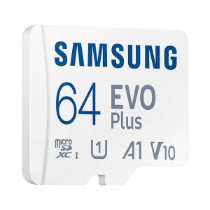 کارت حافظه MicroSDXC سامسونگ مدل Samsung EVO Plus UHS-I U1 A1 V10 ظرفیت 64 گیگابایت به همراه آداپتور SD