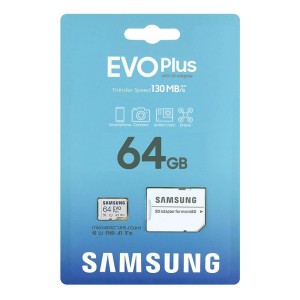 کارت حافظه MicroSDXC سامسونگ مدل Samsung EVO Plus UHS-I U1 A1 V10 ظرفیت 64 گیگابایت به همراه آداپتور SD