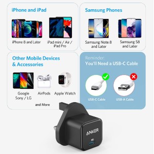 شارژر دیواری انکر مدل PowerPort III Cube A2149K11 توان 20 وات