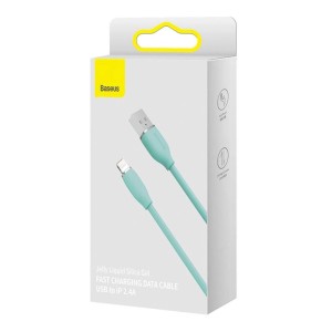 کابل شارژ USB به لایتنینگ بیسوس مدل Jelly Liquid Silica CAGD000001 طول 1.2 متر توان 2.4 آمپر