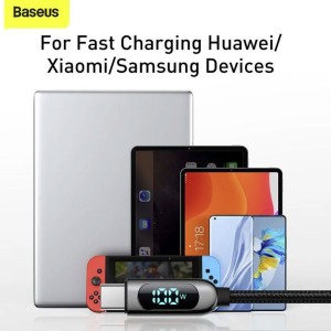 کابل شارژ Type-C به Type-C بیسوس مدل Display Fast Charging CATSK-B01 طول 1 متر توان 100 وات