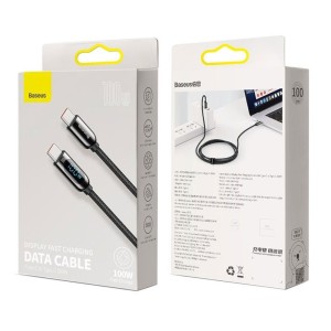 کابل شارژ Type-C به Type-C بیسوس مدل Display Fast Charging CATSK-B01 طول 1 متر توان 100 وات
