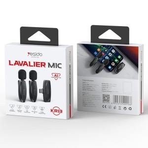 میکروفون یقه‌ای بی سیم یسیدو مدل Yesido KR13 دوکاربره تایپ سی