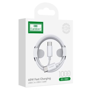 کابل شارژ دوسر تایپ سی ارلدام مدل EC-166C طول 1 متر توان 60 وات