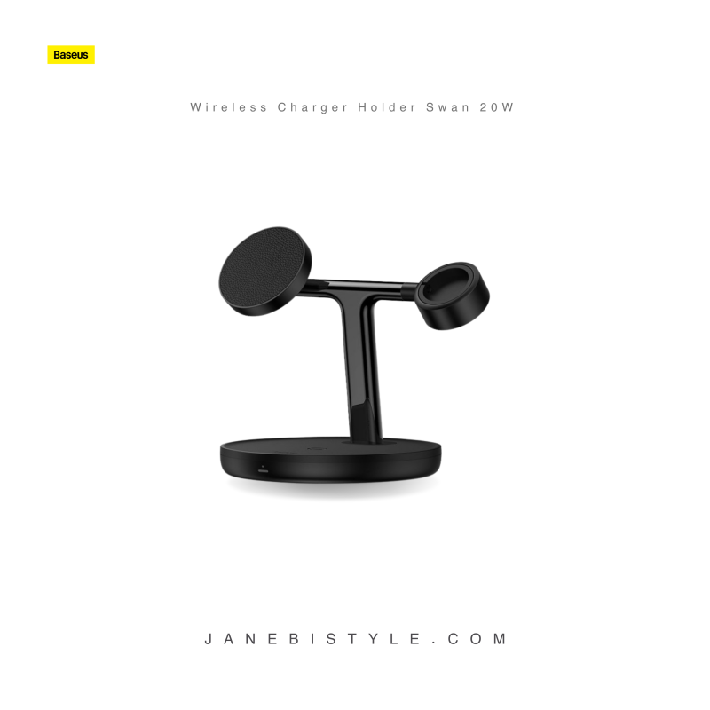شارژر بی‌سیم مگنتی و پایه نگهدارنده موبایل 3 در 1 بیسوس Baseus Wireless Charger Holder Swan 20W WXTE000101