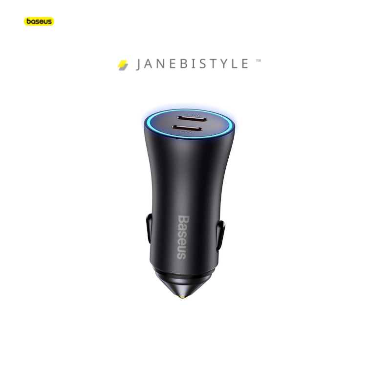 شارژر فندکی 40 وات دو پورت تایپ سی بیسوس Baseus Golden Contactor Pro car charger 2 type C 40 w gray CGJP000013