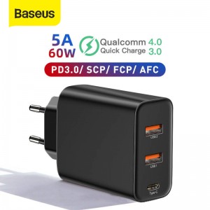 شارژر دیواری بیسوس Baseus PPS PD3 QC4 5A Charger CCFS-G01 سوپر شارژ 60 وات