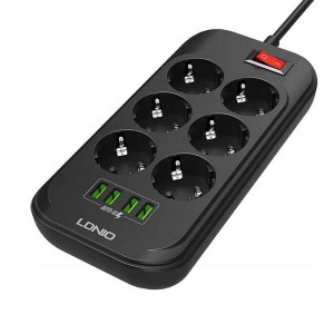 چند راهی 6 سوکت و 4 یو اس بی الدنیو Ldnio SE6403 Power Strip