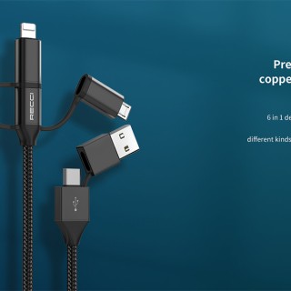 کابل فست شارژر 6 در 1 رسی Recci - Rtc-T07 6 in 1 Data Cable