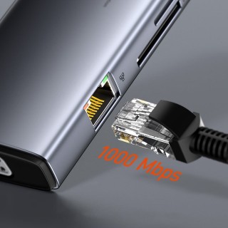هاب 11 پورت بیسوس Baseus Metal Gleam 11 in 1 Multifunctional Type-C HUB 100W CAHUB-CT0G