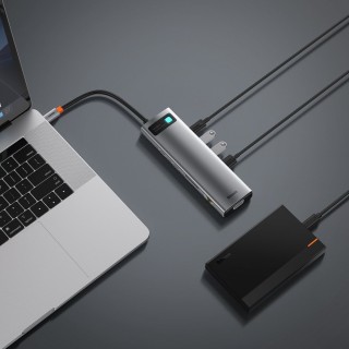 هاب 11 پورت بیسوس Baseus Metal Gleam 11 in 1 Multifunctional Type-C HUB 100W CAHUB-CT0G