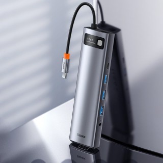 هاب 11 پورت بیسوس Baseus Metal Gleam 11 in 1 Multifunctional Type-C HUB 100W CAHUB-CT0G