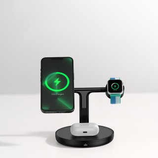 شارژر بی‌سیم مگنتی و پایه نگهدارنده موبایل 3 در 1 بیسوس Baseus Wireless Charger Holder Swan 20W WXTE000101