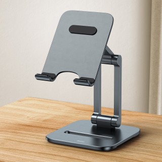 هولدر رومیزی موبایل بیسوس Baseus Desktop Biaxial Foldable metal smartphone stand gray LUSZ000013