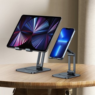هولدر رومیزی موبایل بیسوس Baseus Desktop Biaxial Foldable metal smartphone stand gray LUSZ000013