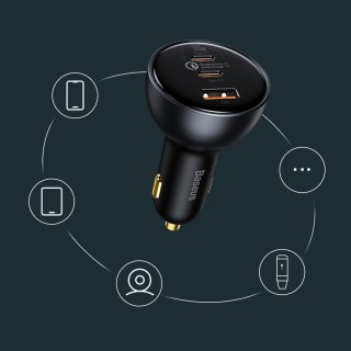 Baseus fast USB / USB car charger Type C 160W PPS Quick Charge 5 PD gray