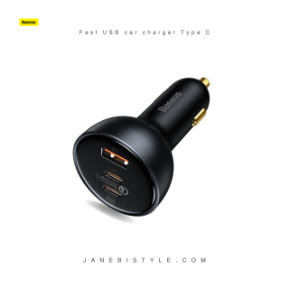 شارژر فندکی 160 وات همراه با کابل بیسوس Baseus fast USB car charger Type C 160W PPS Quick Charge 5 PD TZCCZM-0G